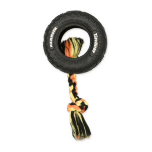 Mammoth TireBiter Original Rubber Dog Toy with Cottonblend Assorted Color Rope, Small 6"