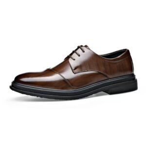 kkdom Men Dress Shoes Oxford Shoes Classic Lace up Formal Dress Oxfords Shoes Brown Size 11